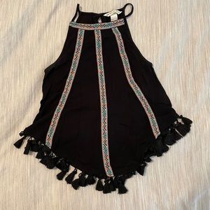 Black boho tank top
